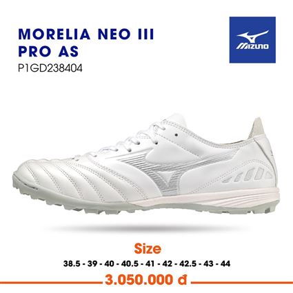 Giày Bóng Đá Mizuno Morelia neo III Pro Trắng Bạc